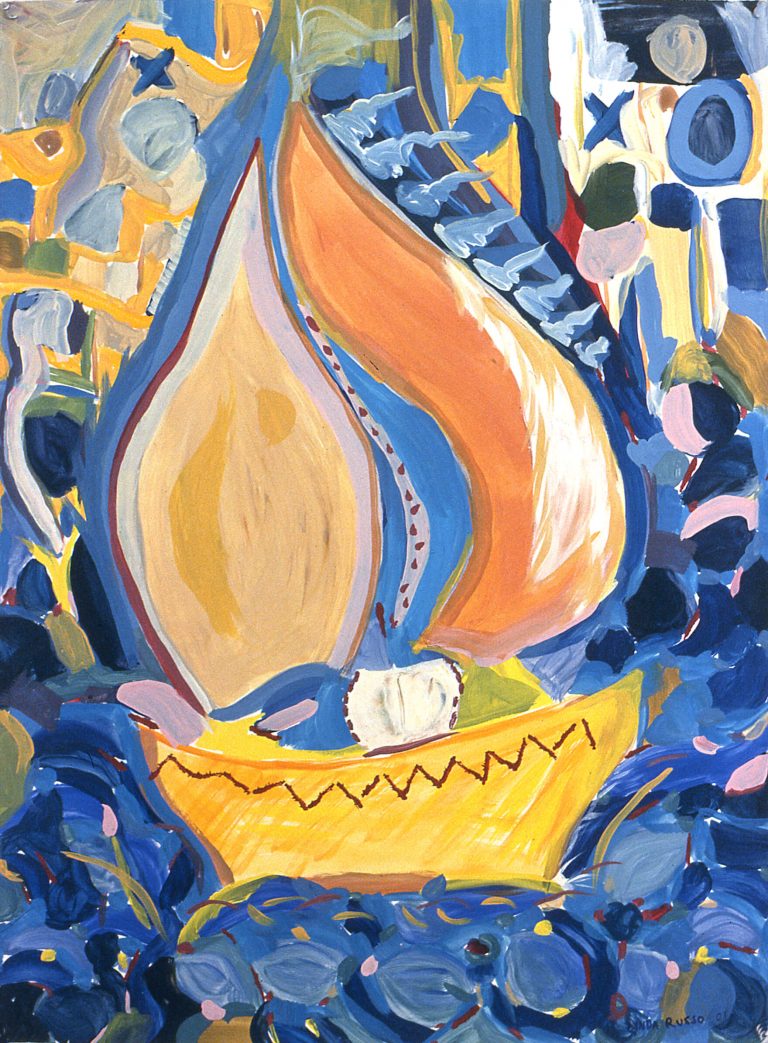 Sails, gouache on paper, 30 x 22 inches,   by Linda Hains